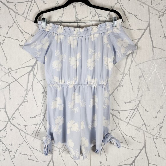 Sabo Skirt Periwinkle Floral Printed Off The Shoulder Romper - Picture 2 of 5